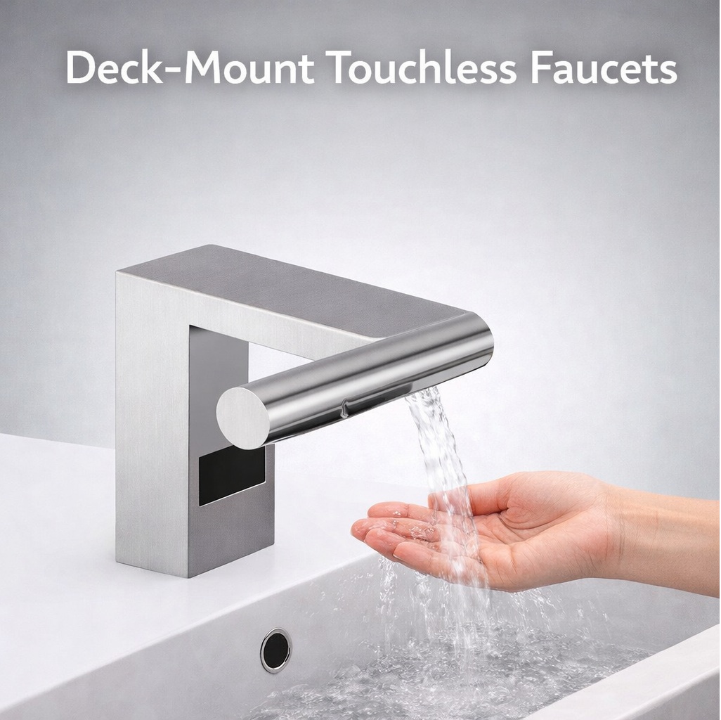 Deck-mount touchless faucets collection for commercial countertops